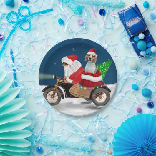 Assiettes En Carton Chien beagle Noël Père Noël (Fête)