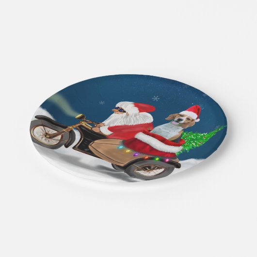 Assiettes En Carton Chien beagle Noël Père Noël (Angle)