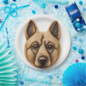 Assiettes En Carton Chien belge Malinoi 3D inspiré (Fête)