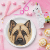 Assiettes En Carton Chien berger allemand 3D inspiré (Fête)