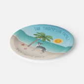 Assiettes En Carton Chien Blanc Et Bleu À L'Iggy Sur Une Plage Tropica (Angle)