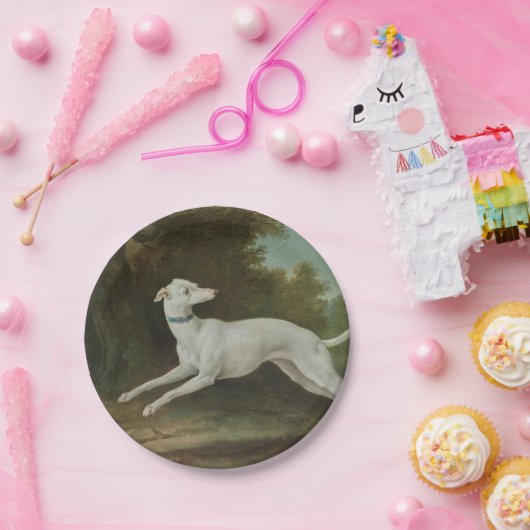 Assiettes En Carton Chien blanc gris (par Jean-Baptiste Oudry) (Fête)