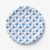 Assiettes En Carton Chien bleu Empreinte de patte Chien simple Chien A (Devant)