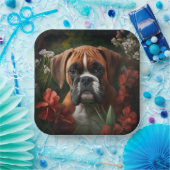 Assiettes en carton chien Boxer (Fête)
