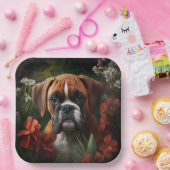 Assiettes en carton chien Boxer (Fête)