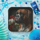 Assiettes en carton chien Boxer (Fête)