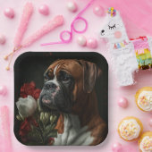 Assiettes en carton chien Boxer (Fête)