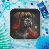 Assiettes en carton chien Boxer (Fête)