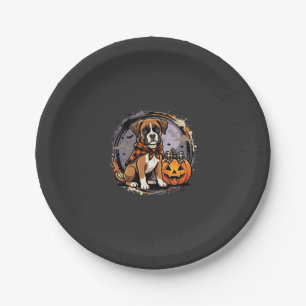Assiettes En Carton Chien Boxer Halloween Citrouille Sublimation