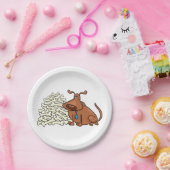 Assiettes En Carton Chien Brown avec Pile d'os Joli animal (Fête)