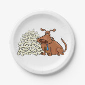 Assiettes En Carton Chien Brown avec Pile d'os Joli animal (Devant)