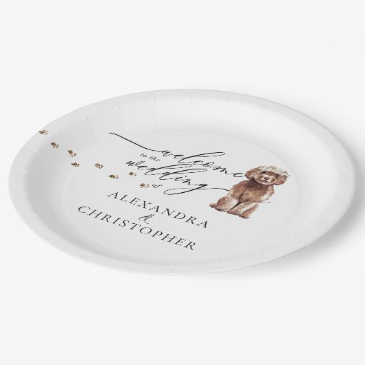 Assiettes En Carton Chien Cavapoo Brown Bienvenue dans le jeu de maria (Angle)