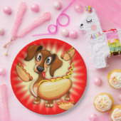 Assiettes En Carton Chien chaud Dachshund (Fête)