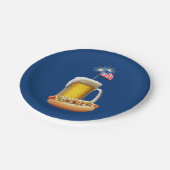 Assiettes En Carton Chien chaud et bière avec drapeau (Angle)
