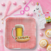 Assiettes En Carton Chien chaud et bière sur En vichy (Fête)