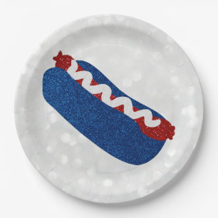 Assiettes En Carton Chien Chaud Juillet 4ème Paillettes