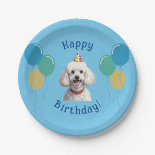 Assiettes En Carton Chien Chien Chien Bleu Anniversaire Paw ty