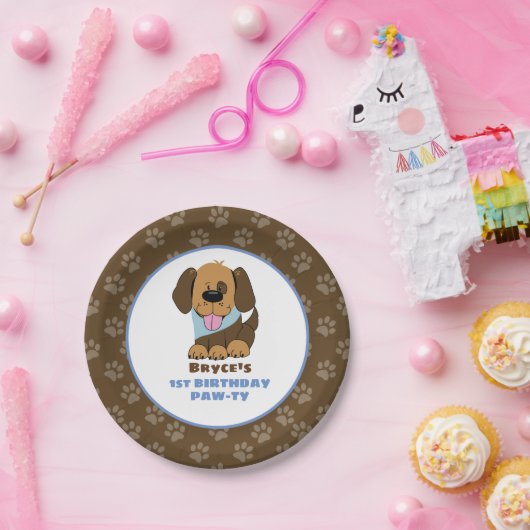 Assiettes En Carton Chien Chien Chien Chien Anniversaire Plaques Papie (Fête)