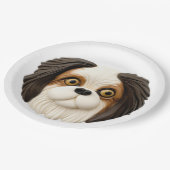 Assiettes En Carton Chien Chin Japonais 3D inspiré (Angle)