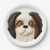 Assiettes En Carton Chien Chin Japonais 3D inspiré (Devant)