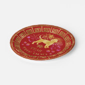 Assiettes En Carton Chien chinois Zodiac Rouge/Or ID542 (Angle)