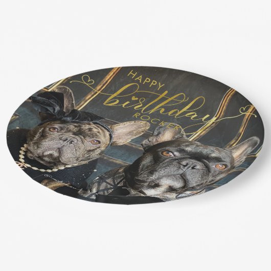 Assiettes En Carton Chien chiot Anniversaire Ajouter photo et texte Go (Angle)