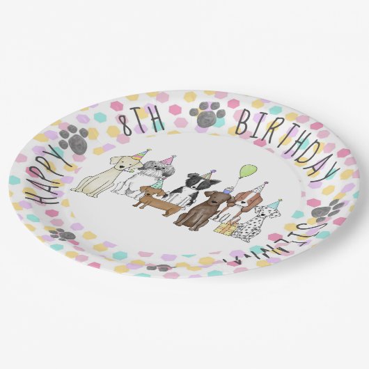 Assiettes En Carton Chien chiot Anniversaire Pawty (Angle)