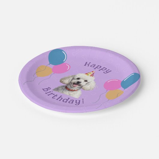 Assiettes En Carton Chien chiot pourpre Anniversaire Paw ty (Angle)