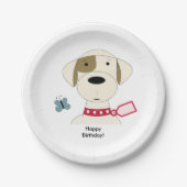 Assiettes En Carton Chien cool avec collier rouge (Devant)