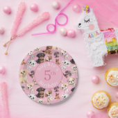 Assiettes En Carton Chien coquelicot mignon Anniversaire rose (Fête)