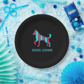 Assiettes En Carton Chien - Cute Pet Pop Art, Bleu & Rouge Animal Abst (Fête)