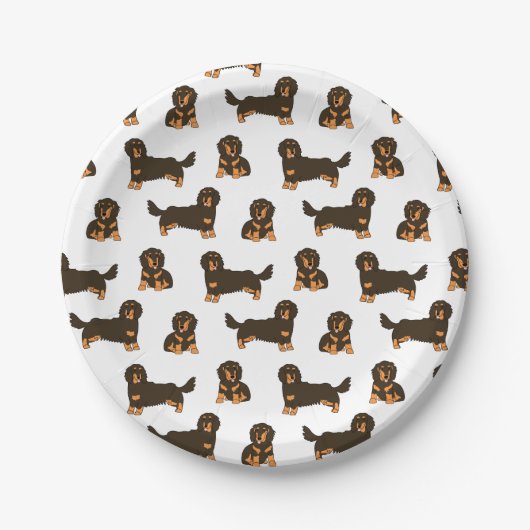Assiettes En Carton Chien Dachshund aux cheveux longs (Devant)