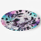 Assiettes En Carton Chien dalmate rose violet turquoise Anniversaire (Angle)