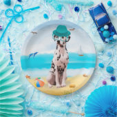 Assiettes En Carton Chien Dalmation sur la plage (Fête)