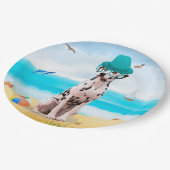 Assiettes En Carton Chien Dalmation sur la plage (Angle)