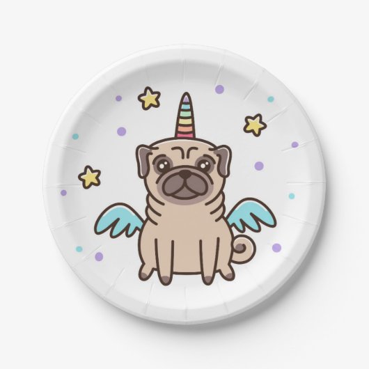 Assiettes En Carton Chien d'arc-en-ciel de licorne (Devant)