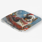 Assiettes En Carton Chien de berger australien en Noël à Sledge (Angulaire)
