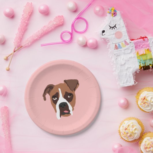 Assiettes En Carton Chien de boxeur 7" plaques à papier (Fête)