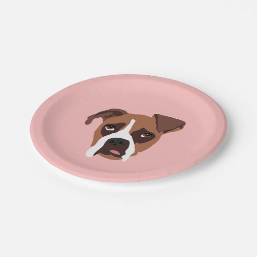 Assiettes En Carton Chien de boxeur 7" plaques à papier (Angle)