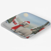 Assiettes En Carton Chien de caniche à Noël de neige (Angulaire)