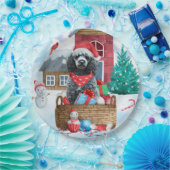 Assiettes En Carton Chien de caniche dans la neige Maison de chien de (Fête)