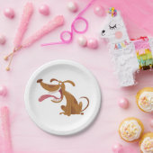 Assiettes En Carton Chien de caricature avec grand sourire et langue d (Fête)