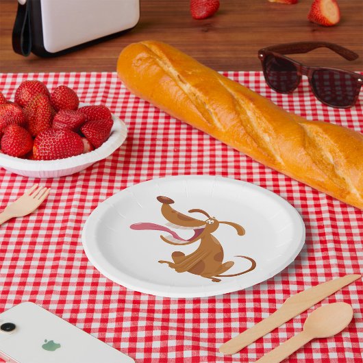 Assiettes En Carton Chien de caricature avec grand sourire et langue d