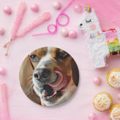 Assiettes En Carton Chien de chasse affamé drôle de beagle (Fête)