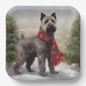 Assiettes En Carton Chien de Chesapeake à Noël de neige (Recto)