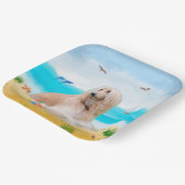 Assiettes En Carton Chien de chien afghan sur la plage (Angulaire)