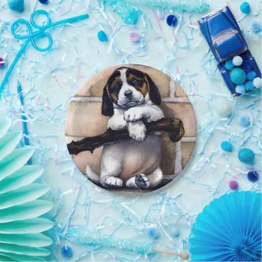 Assiettes En Carton Chien de chiot à vendre jolie lunette d'illustrati (Fête)