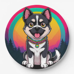 Assiettes En Carton Chien de dessin animé joueur