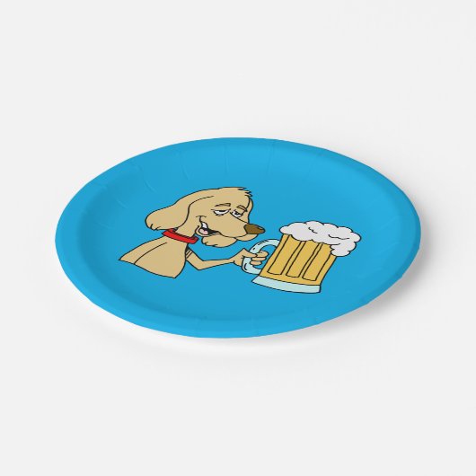 Assiettes En Carton Chien de dessin avec bière (Angle)