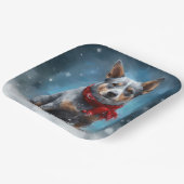 Assiettes En Carton Chien de Heeler Bleu à Noël de neige (Angulaire)